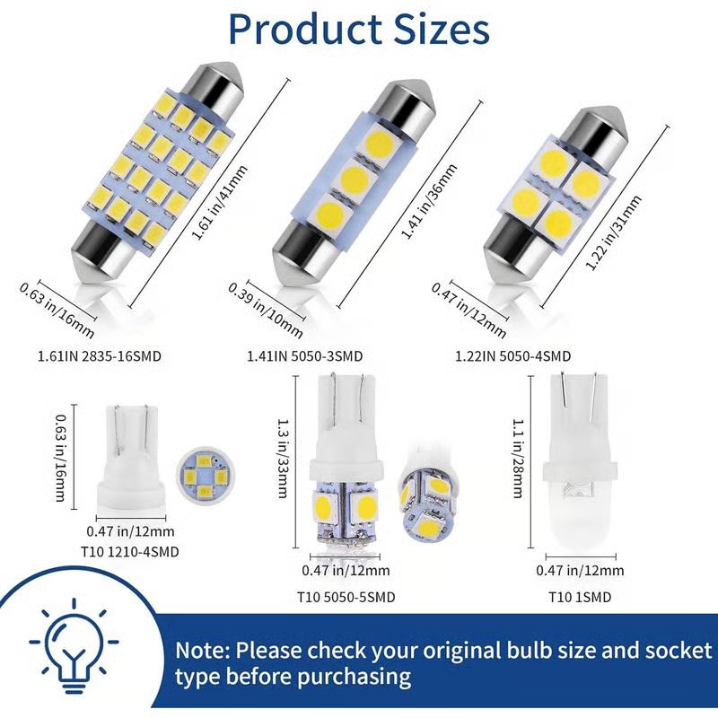 🚗50% RABATT!💡 42-pack LED Innerbelysning för Bil – Superljus Vit, 6 Storlekar & Enkel Installation!