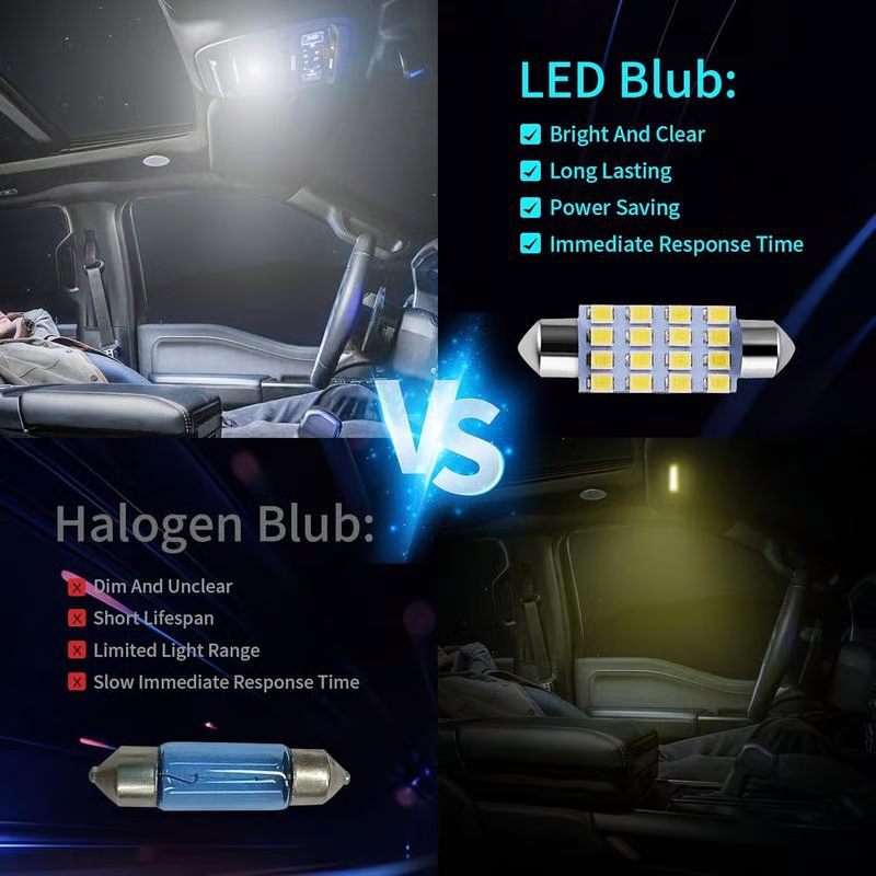🚗50% RABATT!💡 42-pack LED Innerbelysning för Bil – Superljus Vit, 6 Storlekar & Enkel Installation!