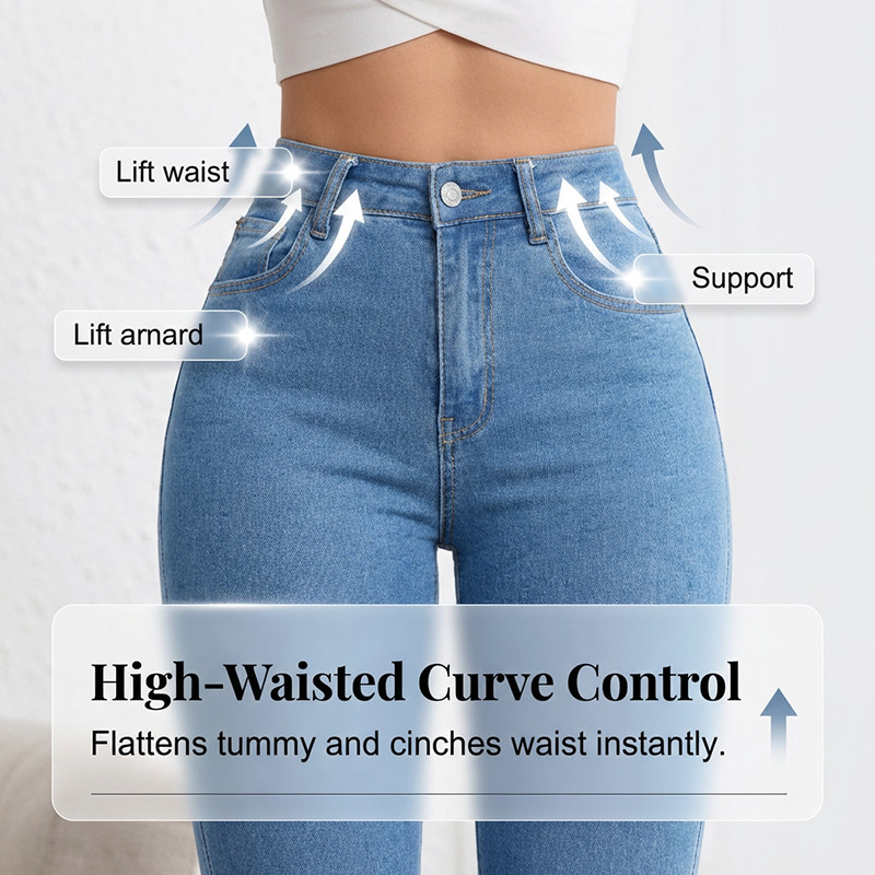 👖 50% RABATT! 💙 Högmidjade Utsvängda Stretchjeans för Kvinnor – Bekväm Passform, Retro Stil & Stretchigt Tyg 🌸