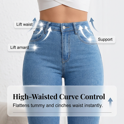 👖 50% RABATT! 💙 Högmidjade Utsvängda Stretchjeans för Kvinnor – Bekväm Passform, Retro Stil & Stretchigt Tyg 🌸