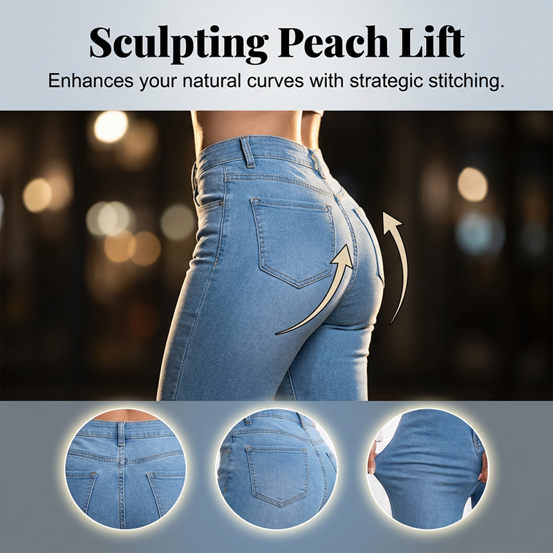 👖 50% RABATT! 💙 Högmidjade Utsvängda Stretchjeans för Kvinnor – Bekväm Passform, Retro Stil & Stretchigt Tyg 🌸