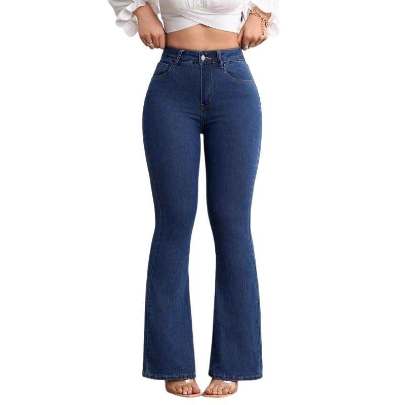 👖 50% RABATT! 💙 Högmidjade Utsvängda Stretchjeans för Kvinnor – Bekväm Passform, Retro Stil & Stretchigt Tyg 🌸
