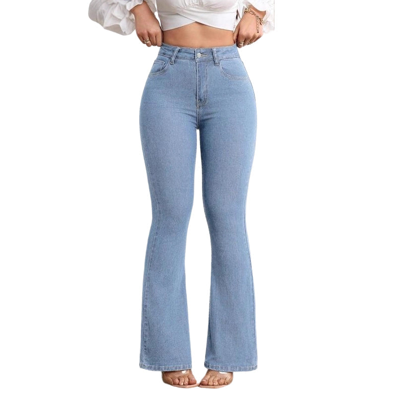 👖 50% RABATT! 💙 Högmidjade Utsvängda Stretchjeans för Kvinnor – Bekväm Passform, Retro Stil & Stretchigt Tyg 🌸