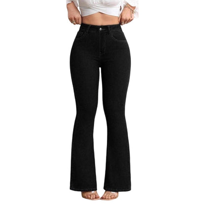 👖 50% RABATT! 💙 Högmidjade Utsvängda Stretchjeans för Kvinnor – Bekväm Passform, Retro Stil & Stretchigt Tyg 🌸