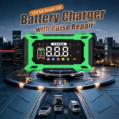 12 V 6 A smart bilbatteriladdare med pulsåterställning