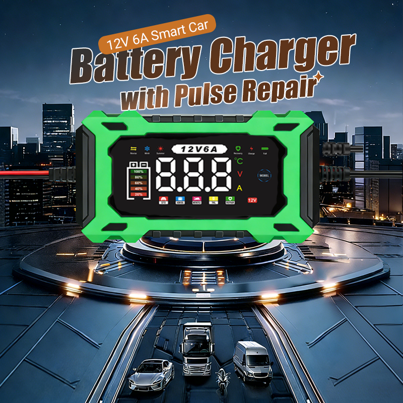 🔋50 % RABATT!🚗Smart bilbatteriladdare 12 V 6 A – Impulsreparationsfunktion, LCD-skärm och maximal säkerhet 🛡️