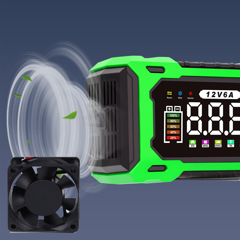 12 V 6 A smart bilbatteriladdare med pulsåterställning