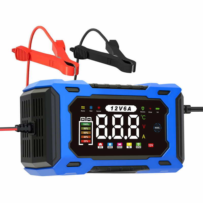 12 V 6 A smart bilbatteriladdare med pulsåterställning
