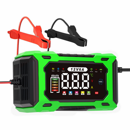 🔋50 % RABATT!🚗Smart bilbatteriladdare 12 V 6 A – Impulsreparationsfunktion, LCD-skärm och maximal säkerhet 🛡️