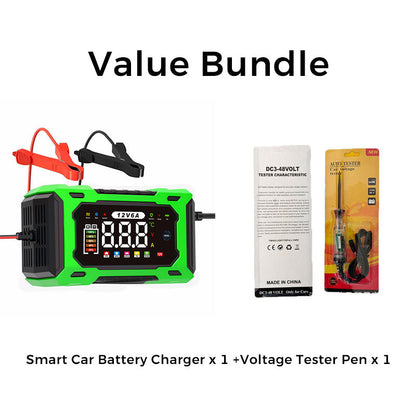 12 V 6 A smart bilbatteriladdare med pulsåterställning