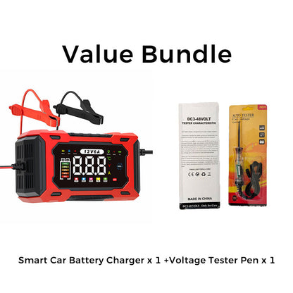 12 V 6 A smart bilbatteriladdare med pulsåterställning