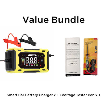 12 V 6 A smart bilbatteriladdare med pulsåterställning
