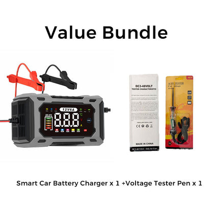 12 V 6 A smart bilbatteriladdare med pulsåterställning