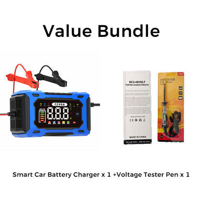 12 V 6 A smart bilbatteriladdare med pulsåterställning