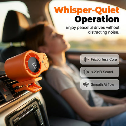 🚗 50% RABATT NU!❄️ Handsfree-fläkt med LED-skärm – Kraftfull Kylning & Stabil Fästning – Bärbar Essential 🔋