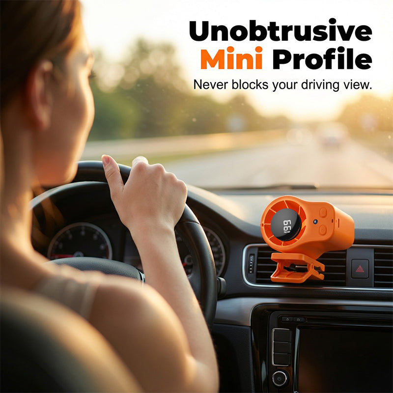 🚗 50% RABATT NU!❄️ Handsfree-fläkt med LED-skärm – Kraftfull Kylning & Stabil Fästning – Bärbar Essential 🔋