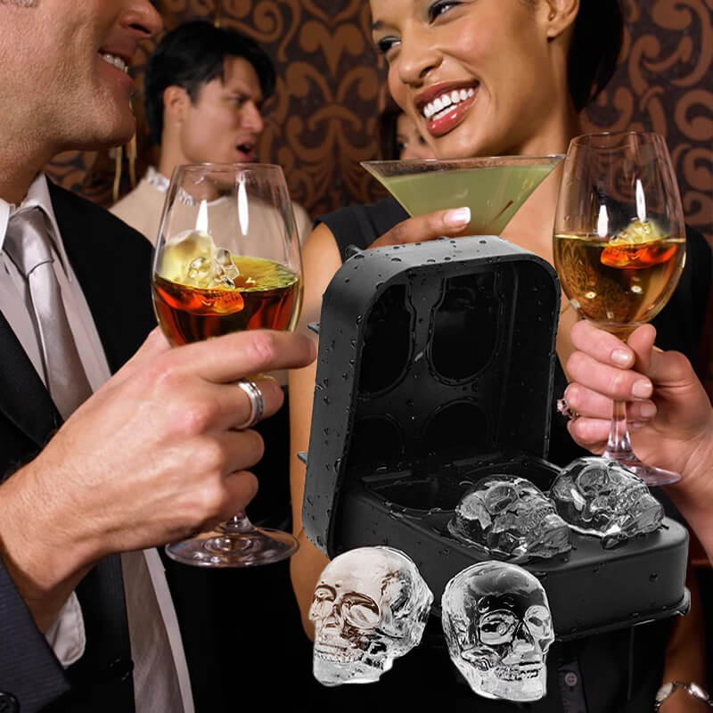 💀  🧊 DIY Silikonform Dödskalle Isbitar – Livsmedelsgodkänd, Långsamt Smältande & Perfekt För Whiskey, Cocktails & Halloweenfester 🎃