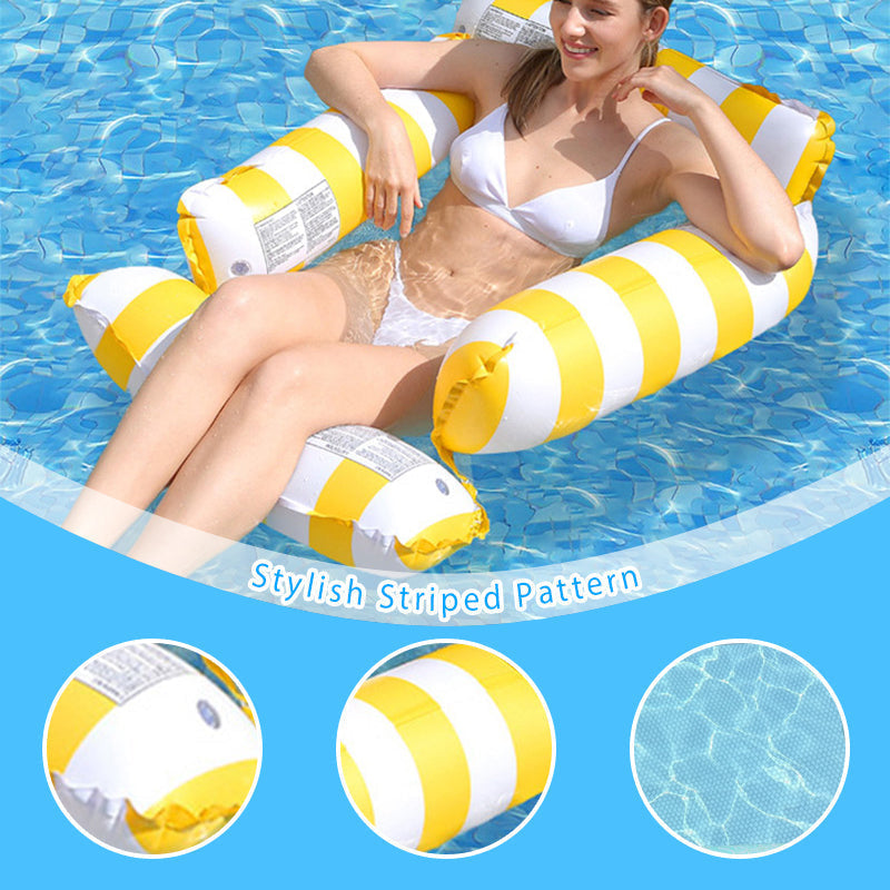 🏖️ 50% RABATT NU! 🪑 Uppblåsbar Stripe Pool Float Lounge Stol – 4-sidigt Stöd, Snabb Inflation & Hållbar PVC ✨