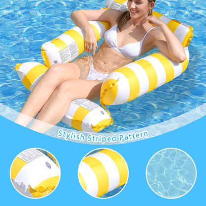 🏖️ 50% RABATT NU! 🪑 Uppblåsbar Stripe Pool Float Lounge Stol – 4-sidigt Stöd, Snabb Inflation & Hållbar PVC ✨