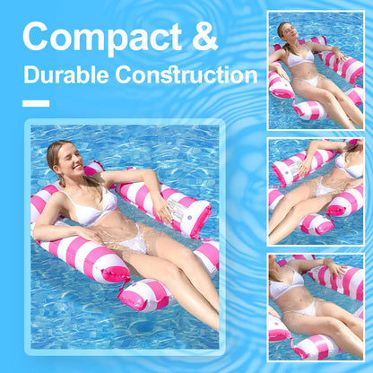 🏖️ 50% RABATT NU! 🪑 Uppblåsbar Stripe Pool Float Lounge Stol – 4-sidigt Stöd, Snabb Inflation & Hållbar PVC ✨