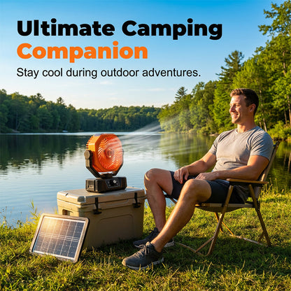 🥳REA 2026🥳💞Över 50 000 sålda!🌞⛺ 50 % RABATT! Bärbar solcellsdriven fläkt med dimfunktion – sval dimma + bred svängning + fjärrkontroll. Solcellsdriven, bekväm camping utan elanslutning. Inga fler kvavt varma sommardagar! 💨🌀
