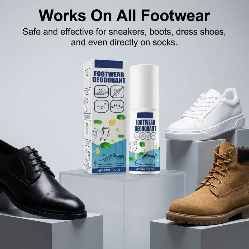 👟 1+1 GRATIS! 🧦 Sko- & Strumpluktborttagningsspray – Eliminerar Lukt, Håller Fötterna Fräscha & Skonsam Mot Materialen 👣