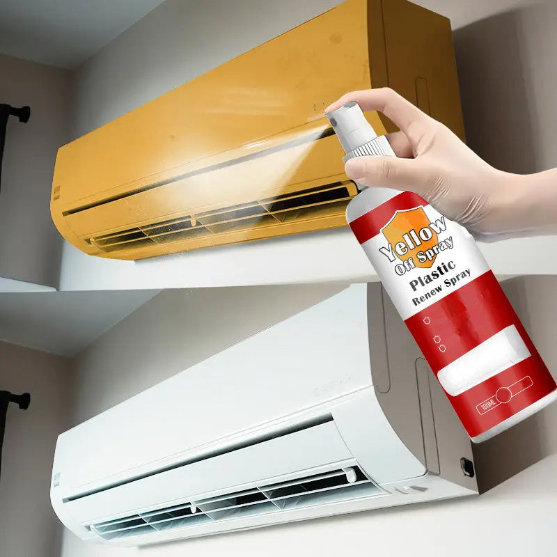 Rengöringsspray för att ta bort gulnande fläckar från plast