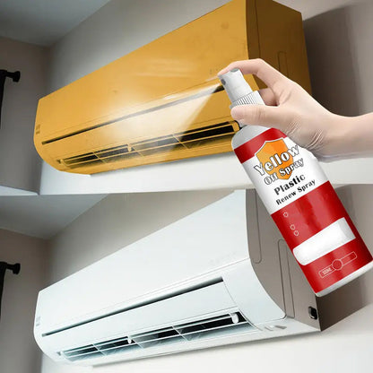 Rengöringsspray för att ta bort gulnande fläckar från plast