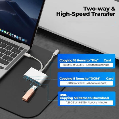3-i-1 USB-C minneskortläsare