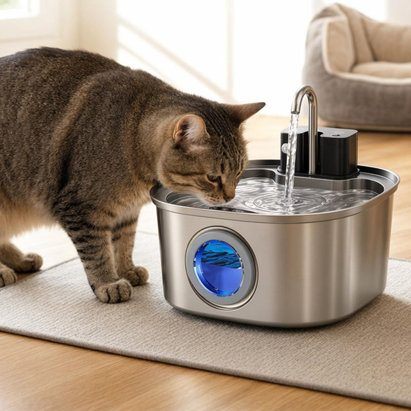 🐱 3,2L Edelstahl-Trinkbrunnen für Katzen & Hunde – kabellos, wiederaufladbar & mit Filter, leise & hygienisch 💧