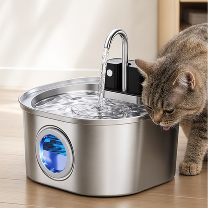 🐱 3,2L Edelstahl-Trinkbrunnen für Katzen & Hunde – kabellos, wiederaufladbar & mit Filter, leise & hygienisch 💧