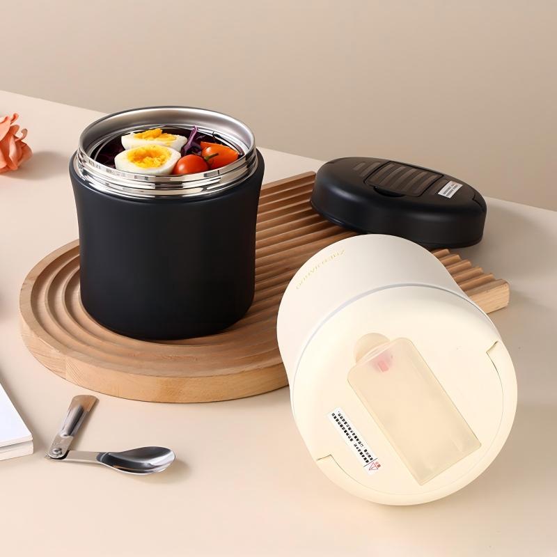 🍱 50% RABATT NU! 🥄 Vakuumisolerad Matburk med Hopfällbar Sked – Håller Maten Varm – Perfekt för Jobb, Skola & Picknick 🌿