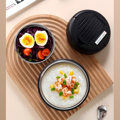 🍱 50% RABATT NU! 🥄 Vakuumisolerad Matburk med Hopfällbar Sked – Håller Maten Varm – Perfekt för Jobb, Skola & Picknick 🌿