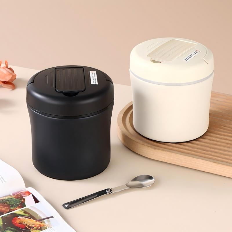 🍱 50% RABATT NU! 🥄 Vakuumisolerad Matburk med Hopfällbar Sked – Håller Maten Varm – Perfekt för Jobb, Skola & Picknick 🌿