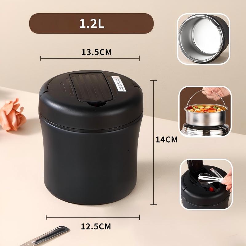🍱 50% RABATT NU! 🥄 Vakuumisolerad Matburk med Hopfällbar Sked – Håller Maten Varm – Perfekt för Jobb, Skola & Picknick 🌿