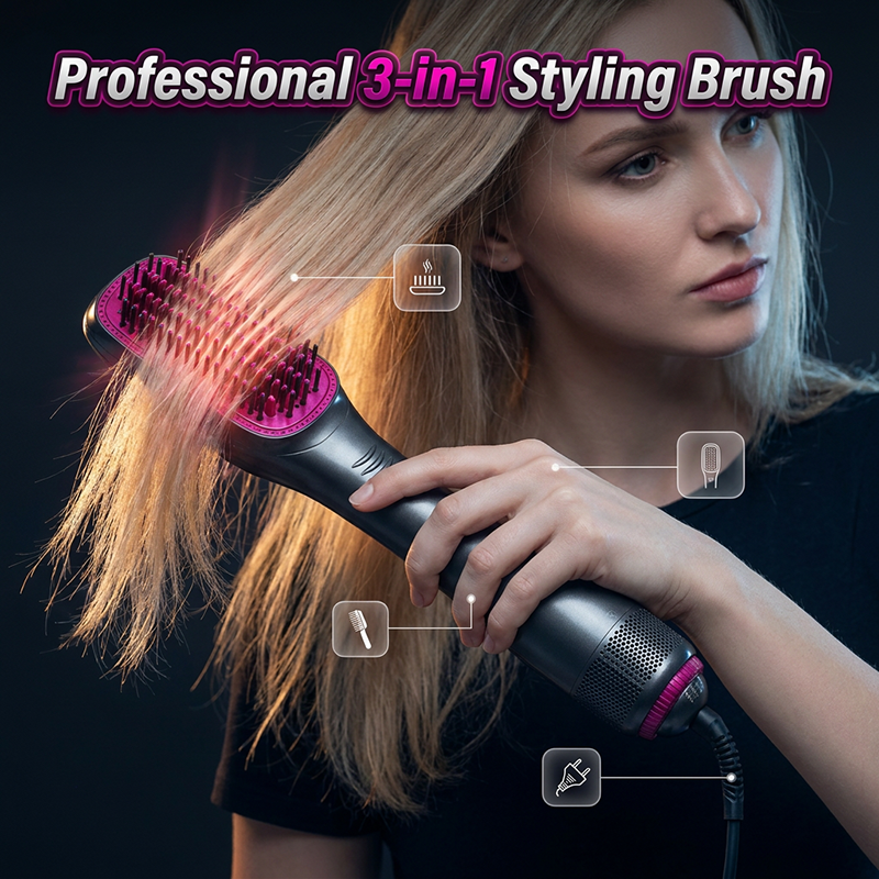 💇‍♀️ 50% RABATT NU! 🔥 Professionell 3-i-1 Varmluftsborste – Torka, Reda Ut & Ge Volym – Perfekt för Salongskvalitet Hemma 💨