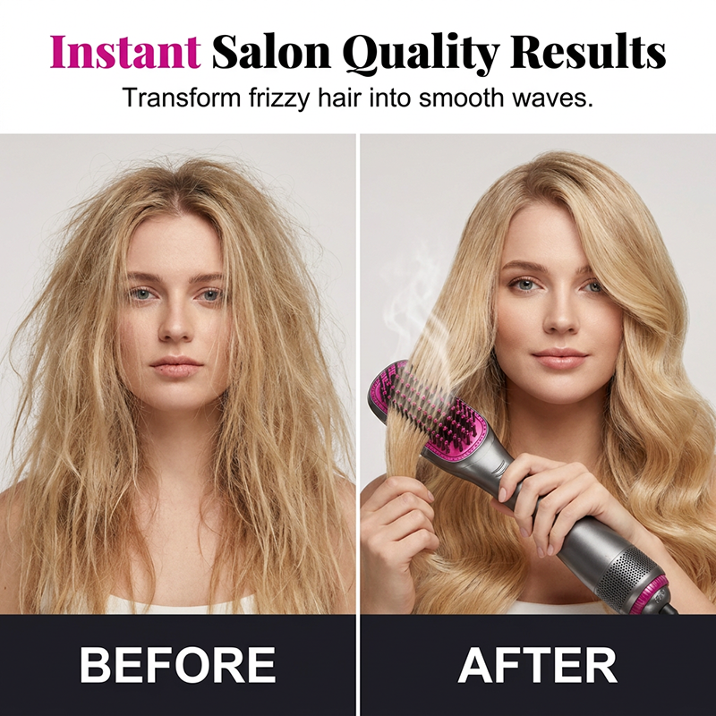 💇‍♀️ 50% RABATT NU! 🔥 Professionell 3-i-1 Varmluftsborste – Torka, Reda Ut & Ge Volym – Perfekt för Salongskvalitet Hemma 💨