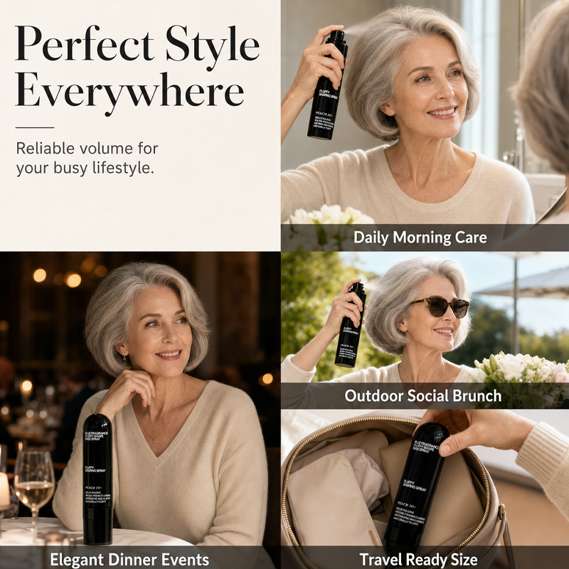 💇‍♀️✨ Volymgivande stylingspray för platt hår – ger mer lyft, långvarig stadga och en härlig persikodoft 🍑