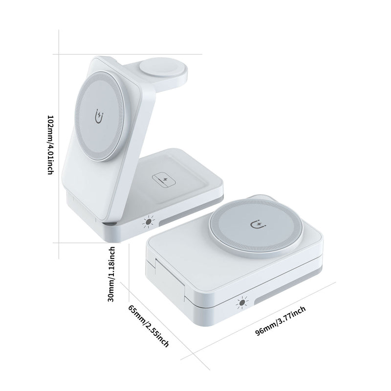 🔋 50% RABATT NU! 3-i-1 vikbart magnetiskt laddställ – ladda telefon, klocka & hörlurar samtidigt – perfekt för nattduksbordet, skrivbordet och resan 📱⌚🎧
