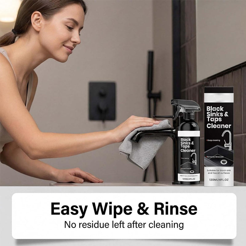 🚿 50% RABATT NU! Kalkborttagningsspray för svarta handfat och kranar – kalklösande, ytvänlig & förebygger avlagringar – perfekt för badrum, kök och duschytor ✨🧽