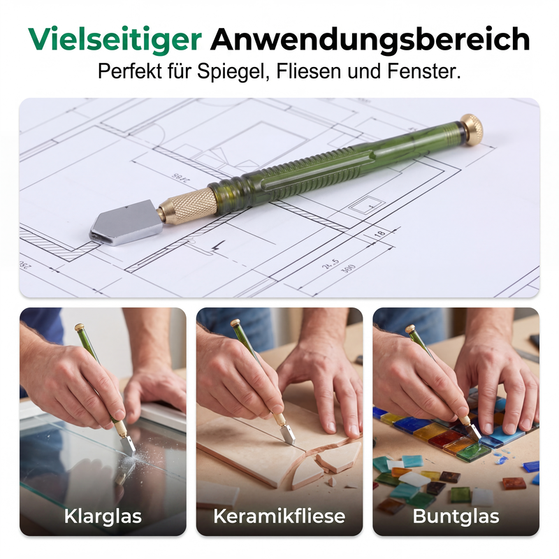 💎🛠️ Professionell glasskärare med skärtrissa – för glas och keramiska plattor ✨