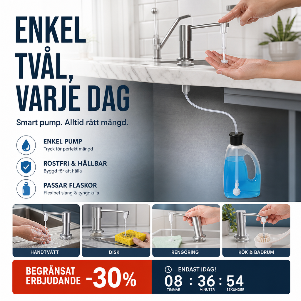 🧴 50% RABATT NU! 💧 Diskmedelsdispenser för Köksvask – 99cm Slang & 360° Rotation – Perfekt för Rent & Snyggt Kök – Enkel Installation 🏠